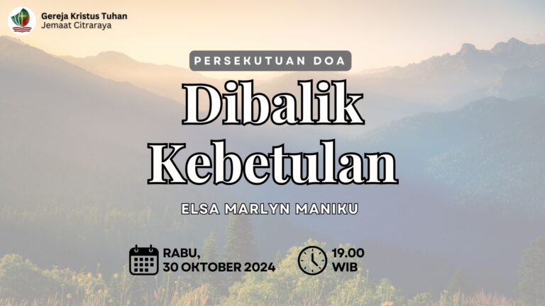 Persekutuan Doa Rabu, 30 Oktober 2024