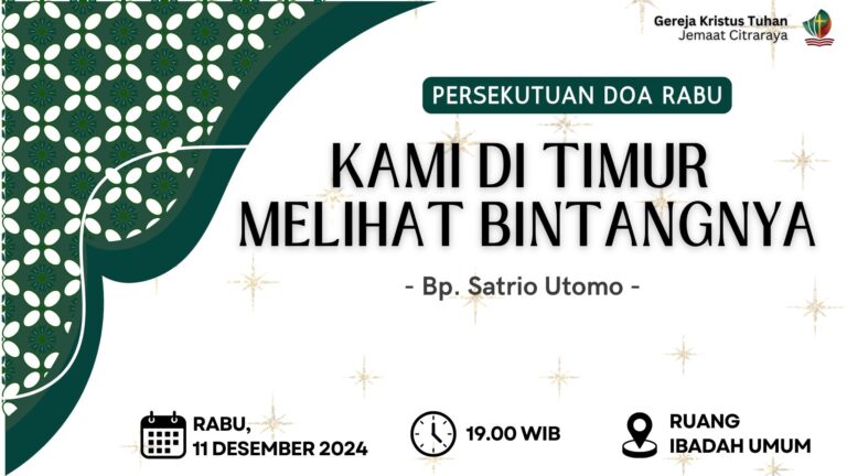 Persekutuan Doa Rabu, 11 Desember 2024